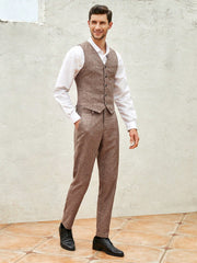 Manfinity Mode Men Linen Look Waistcoat & Suit Pants Without Shirt