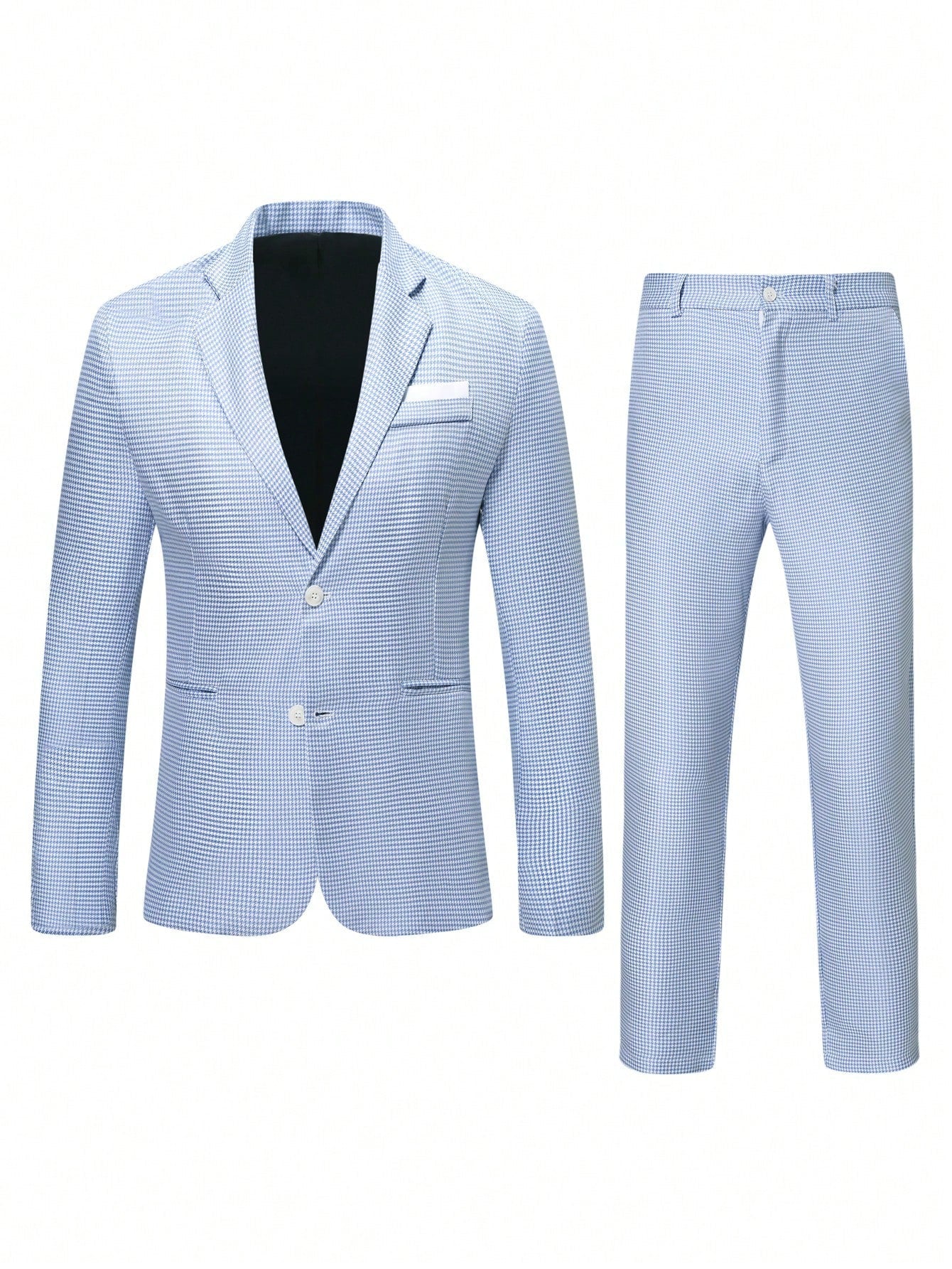 Manfinity Mode Men's Single-breasted Suit Jacket With Lapel Collar And Suit Pants