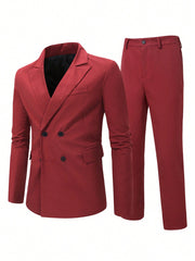Manfinity Mode Men's Double-breasted Blazer And Pants Set